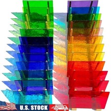 Colorful Stained Glass Sheets Value Pack Mosaic Crafts Window Panels New
