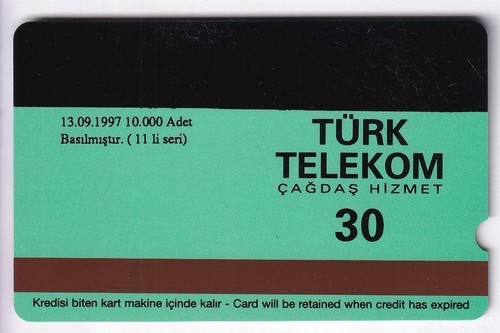 TEST CARTE CARD .. TURQUIE 30U ALCATEL TTK PARACHUTE PARAPENTE 97 +N° MAGNETIQUE - Picture 2 of 2