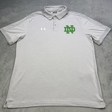 Notre Dame Fighting Irish Polo Shirt Mens Large Gray NCAA Football Under Armour