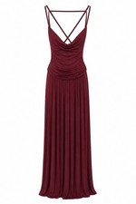 ASOS 12 L Bridesmaid Dress Formal Prom long maxi pleated open back Berry purple
