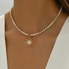Golden-Toned Sun Bohemian Necklace For Women