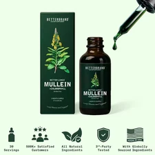 Mullein Leaf & Chlorophyll Drops for Lung Detox & Mucus Cleanse - 30 Servings
