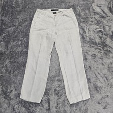 Calvin Klein Women's Gray 100 Linen Pants Wide Leg Size 2 Pockets Timeless