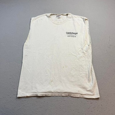 Captain Morgan Original Spiced Rum Sleeveless T-Shirt Men's Large White