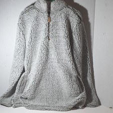 Simply Southern Gray Comfy Fleece 1/4 Zip Pullover Sweater XL Long Sleeve