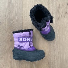 Sorel Boots Kids 12 Snow Commander Gumdrop Purple Violet Waterproof Faux Fur