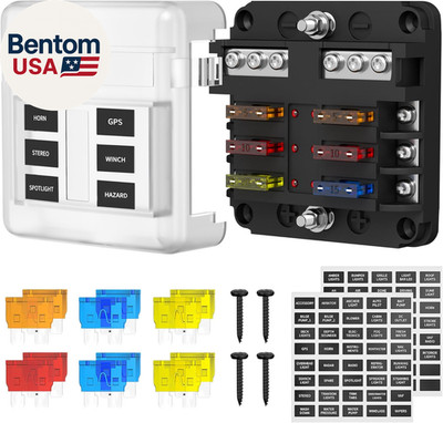 12V Fuse Block 6 Way 12 Volt Fuse Box ATO/ATC Marine Fuse Panel with LED Indicat