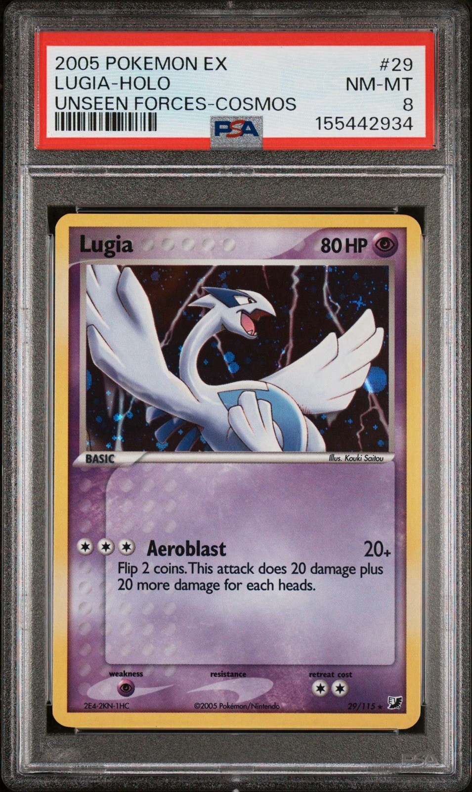 PSA 8 Lugia 29/115 EX Unseen Forces Cosmos Exclusive Holo Pokemon