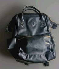 Black Backpack Bag Multi-Pocket Gold Zipper Adjustable Strap Top Handle School