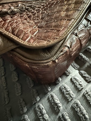 100% Genuine Crocodile Leather Men’s Shoulder Bag Messenger Briefcase Dark Brown - Picture 15 of 21