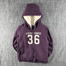 Abercrombie & Fitch Sherpa Lined Hoodie Plum Purple Full Zip Women’s Large Y2K