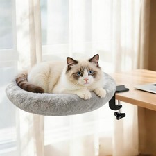 Cat Desk Bed - Ergonomic cat Perch Clamp for Remote Gray