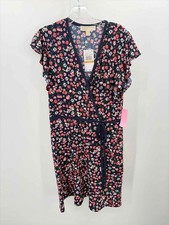 MICHAEL Michael Kors Navy Size Small Floral Knee Length Short Sleeve Dress