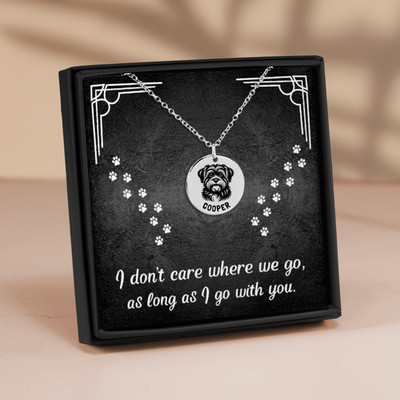 Personalized engraved Havanese necklace in a jewelry box with sweet message card