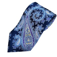 Geoffrey Beene Extra Long Navy Purple Paisley Silk Men's Neck Tie