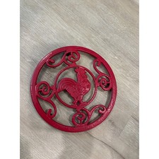 Vintage Red Cast Iron Rooster Trivet Portugal...