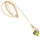 ESTATE SOLID 10K YELLOW GOLD MARQUISE CUT PERIDOT CZ PENDANT 18" NECKLACE #7803 — photo 4
