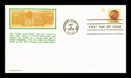 DR JIM STAMPS US COVER INDIAN HEAD PENNY FDC SCOTT 1734 CARROLLTON CACHET