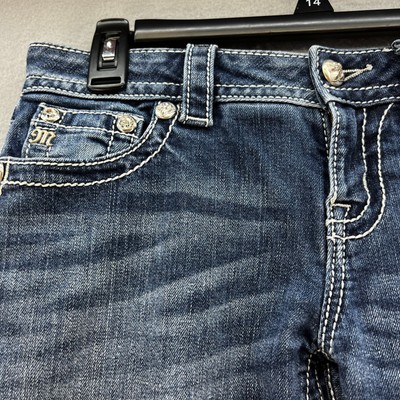 Jean Miss Me Femme Bootcut Taille 27 - Décor Signature Strass - Occasion Très Bon état