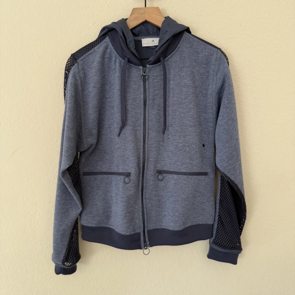 Adidas Jacket Women's S Navy Stella McCartney Zip Hoodie - Image 2 of 4