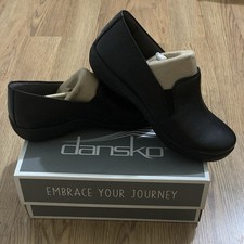 Dansko Womens Black Leather Slip-On Comfort C...
