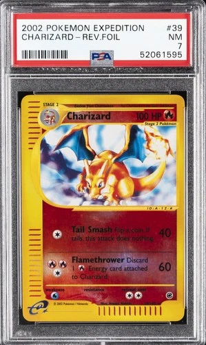2002 POKEMON EXPEDITION #39 CHARIZARD-REVERSE FOIL PSA 7