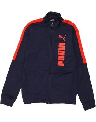 Puma Jungen Graphic Trainingsanzug Oberteil Jacke 13-14 Jahre Navy Blau Colourblock SB05