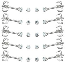 10 Pairs Small Stud Earrings for Women   Hypoallergenic Small, Silver