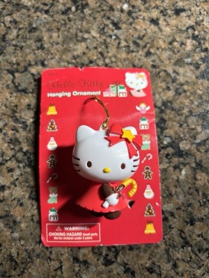 2011 Sanrio Hello Kitty Hanging Ornament Red Dress Candy Cane New