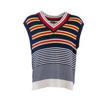 Gant Weste Mehrfarbig Gestreift Strick V-Ausschnitt Gr. M Herren S8050153
