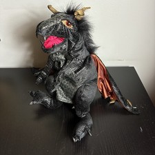 FOLKMANIS Black Dragon Large 24" Plush Hand Puppet with Wings