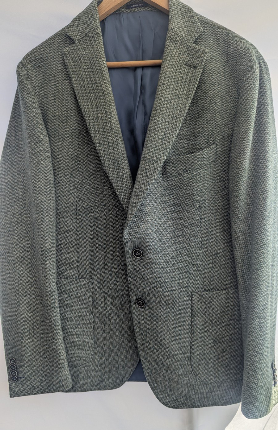 Van Gils Green Herringbone Pattern Wool Suit Jack… - image 1