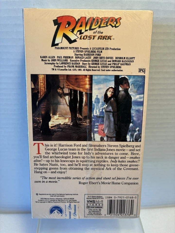 Raiders of the Lost Ark VHS 1989 Watermark Diet Coke Sealed Indiana Jones - Image 3 of 4