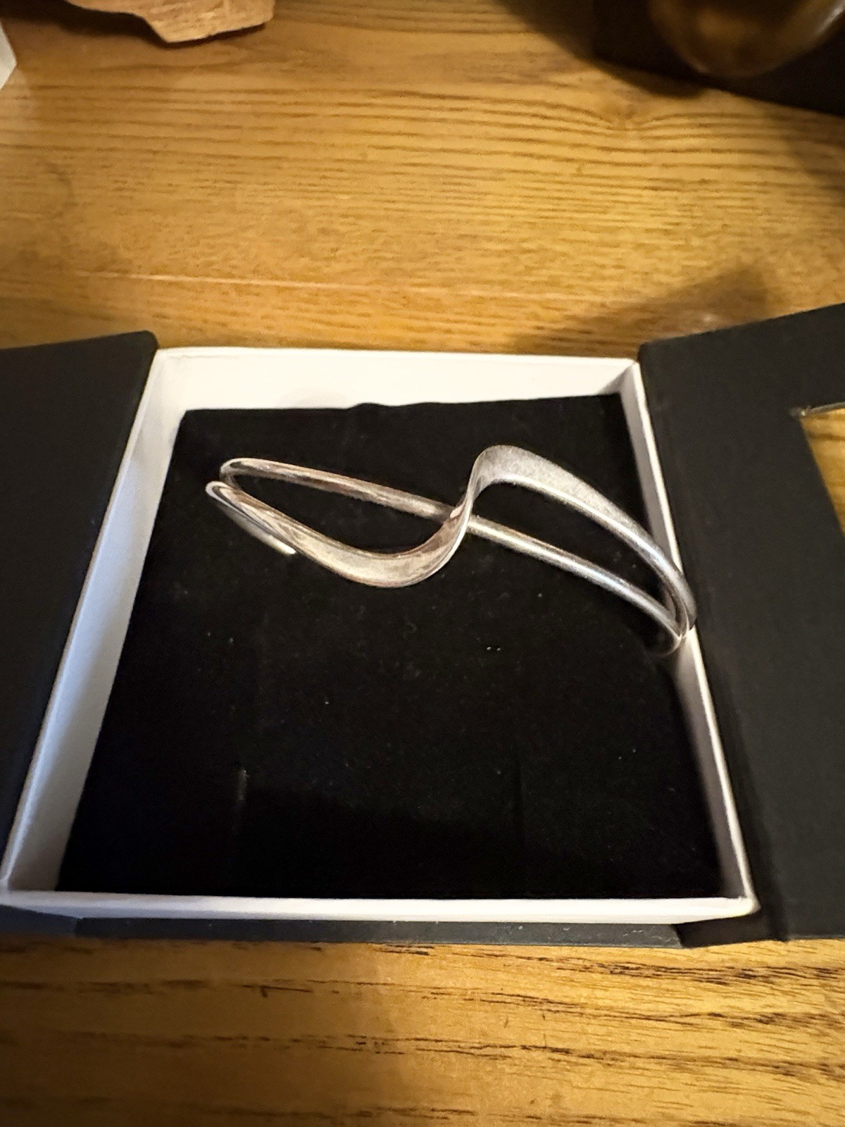 925 Solid Sterling Silver Modernist Wave Bangle B… - image 9