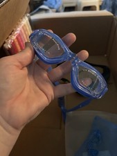 Blue Swimming Goggles UV Shield Anti-Fog with Ear Plugs Nose Clip Mesh Bag