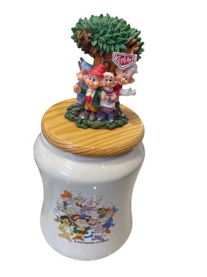 Keebler 2002 Vintage Keramik Grafik Keebler Clan mit Deckel 9'' x4'' Glas Art.-Nr. 10-148