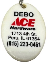 Vintage Peru Illinois Debo Ace Hardware Store Home Improvement Supply Keychain