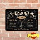 Vintage Cocktail Recipes Metal Sign Retro Pub Club Wall Decor Tin Plaque 8x12