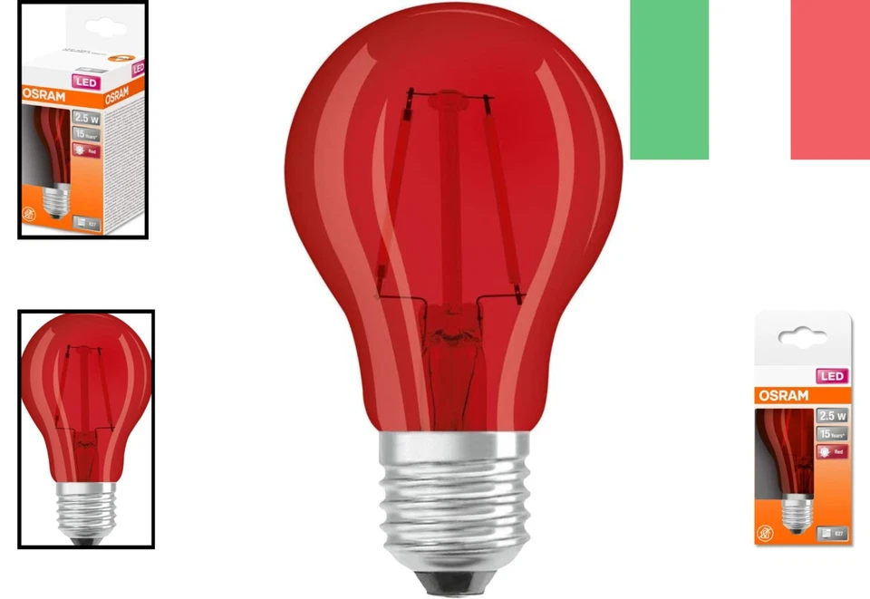 OSRAM STAR DECO CLASSIC A Lampadina LED, Attacco: E27, Rosso, 3000 K, 2.50 W,... - Immagine 2 di 4