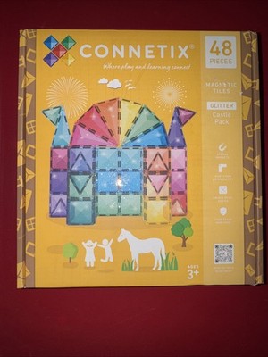 CONNETIX Magnetic Tiles Glitter Castle Pack 48pc: Educational Focus Creative
