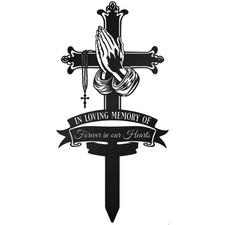Cemetery Decorations for Grave, Grave Marker for Outdoors, Memorial Cross Sta...