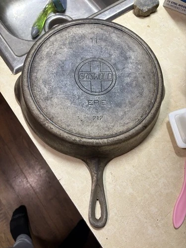 Griswold Cast Iron #11 Erie Skillet with Slant Logo cracked