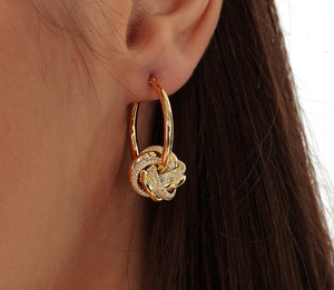 Authentic Braided Hoop Earrings Lab Grown Diamond Huggies Gold Plated Silver Earring