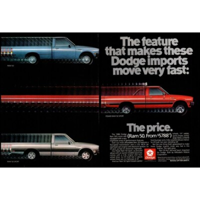 1986 Dodge Ram 50 Pickup Truck 2 Page Vintage Print Ad Time Lapse