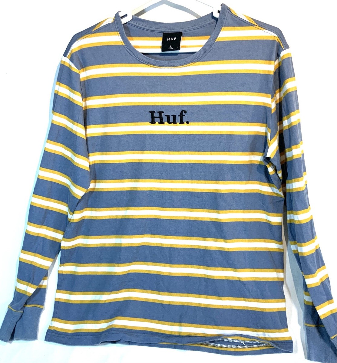 【HI FI FNK】Tate Embo Striped Longsleeve HUF Worldwide T Shirt Mns L Long Sleeved Striped Skateboards