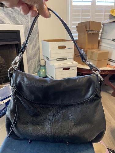 MARGOT Black Pebble Genuine Leather Hobo Shoulder Bag Purse Handbag F 4