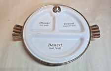 Vintage 80s Eureka Ceramic Dish w/ Stainless Steel Warming Bottom/Handles