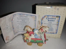 Cherished  Teddies Toy Car Rolling Along With Friends And Smiles