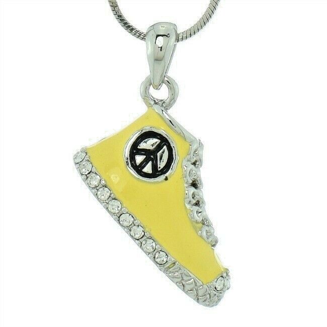 Swarovski Crystal Enamel Yellow Sneaker Pendant on 18-Inch Chain