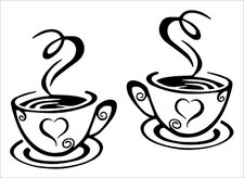 Coffee Cups Wall Sticker Art Home Decal wallart kitchen cafe relax tea